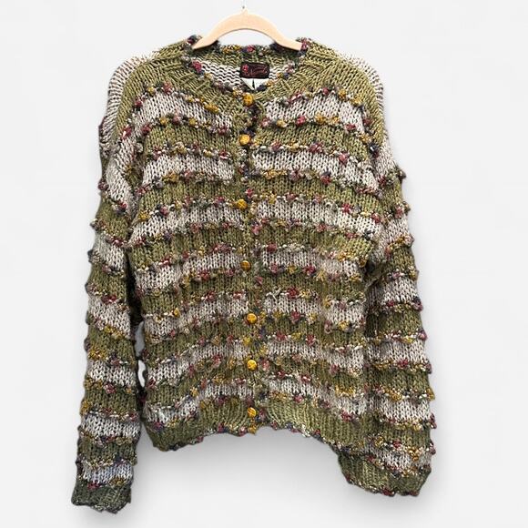 Magijeria Nemi Handknit Italian Wool Chunky Knit Oversized Cardigan Boho Chic - Picture 2 of 7